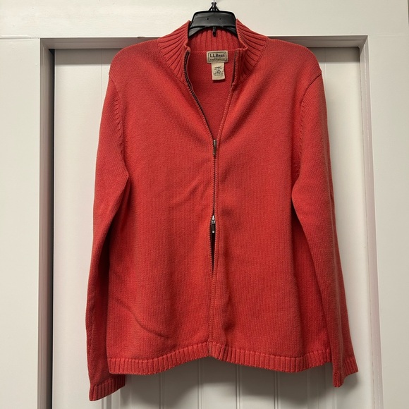 LL Bean Woman’s 100% Cotton Double Zippered Long Sleeve Cardigan 0 BUG4 Size L - Picture 2 of 8